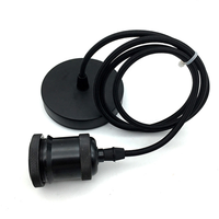 Cable trenzado de tela, conjunto de cuerda colgante de metal, E27, enchufe de lámpara, rosa de techo