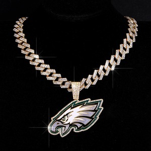 Sınır Ötesi Yeni Altın Alaşımlı Kelebek Kristal Kolye Philadelphia Eagles Futbol Takımı Bağlantılı Zincir Moda Hip-Hop Kolye - Product Image 6