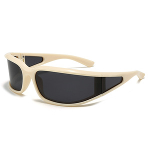 Y2K femmes à la mode blanc lunettes <span class=keywords><strong>de</strong></span> <span class=keywords><strong>soleil</strong></span> polarisées lunettes <span class=keywords><strong>de</strong></span> sport <span class=keywords><strong>de</strong></span> plein air Punk incurvé Anti-UV lunettes <span class=keywords><strong>de</strong></span> cyclisme <span class=keywords><strong>Ski</strong></span> transfrontalier PC Tac - Product Image 5