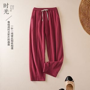 Harem Pants Elastic Waist Cotton Linen Casual Loose Fit Breathable Women's Spring Summer Style - Product Image 1