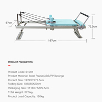 Cama de Pilates Plegable de Metal de Alta Calidad y Durabilidad, Acabado Azul, para Entrenamiento de Yoga y Fitness