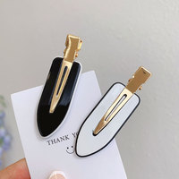 Pinces à Cheveux Anti-Plis QianJin Personnalisables avec LOGO, Barrette Plate Bec de Canard Sans Trace Blanches et Noires pour Maquillage, en Acétate et Sans Pliures