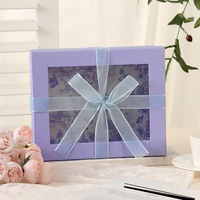 Nouvelle boîte cadeau élégante avec fenêtre créative, nœud papillon, design frais et délicat, parfaite pour les souvenirs, boîtes cadeaux rose et bleu violet