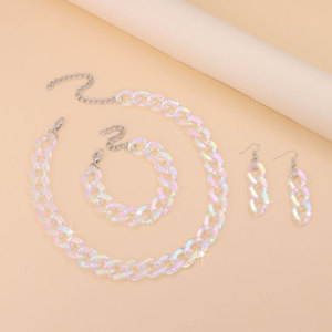Geometric Acrylic Chunky Chain <b>Necklace</b> Zinc Alloy Party Fashion <b>Statement</b> Jewelry Set - Product Image 2