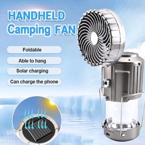Ventilador de Camping de 5000LM, Portátil, Recargable, Plegable, con Función de Lámpara y Banco de Energía, Linterna de Mano con Carga Solar - Product Image 1