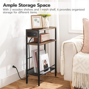 Armoire de rangement étroite pour la maison avec station de charge, organisateur compact avec ports USB et prise de courant, rangement multifonctionnel de chevet - Product Image 6