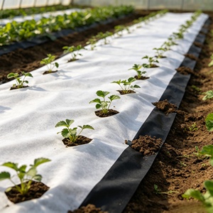 Tissu non tissé Spunbond pour couverture agricole, blanc/noir, membrane anti-herbe pour jardin, ferme, serre (20~50GMS) - Product Image 5