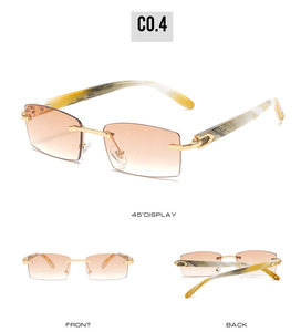 2025 Fashion Upscale Custom Mens Ivory Buffalo Horn Shape Fashion <b>Small</b> Square Trendy Rimless <b>Mirror</b> Lenses Sun Shades Glasses - Product Image 3