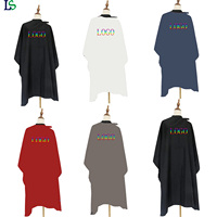 Cape de coiffure imperméable noire personnalisée avec logo pour salon de coiffure, de haute qualité, pour la coupe de cheveux