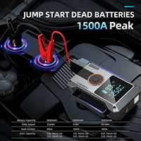 Arrancador de Coches Portátil Todo en Uno con Pico de 1500A y Compresor de Aire de 150 PSI con Iluminación LED y Carga Rápida USB-C