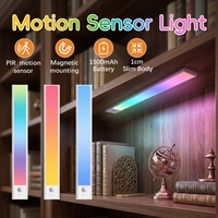 Lumière LED à détecteur de mouvement à changement de couleur RVB, rechargeable par USB, magnétique, pour placards et cuisines