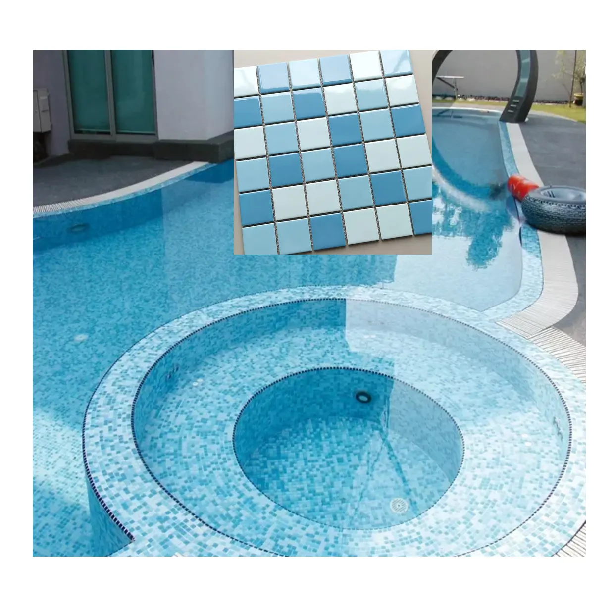 wholesale ceramic mosaic swimming pool deck tiles blue garden pool fish pond landscape pool wall and floor tiles