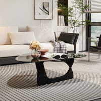 Table basse en verre trempé For Style, base en bois noir, triangle, minimaliste, moderne, meubles de salon, table à thé