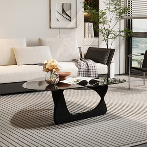 <span class=keywords><strong>Table</strong></span> basse en verre trempé For Style, base en bois noir, triangle, minimaliste, moderne, meubles de salon, <span class=keywords><strong>table</strong></span> à thé - Product Image 5