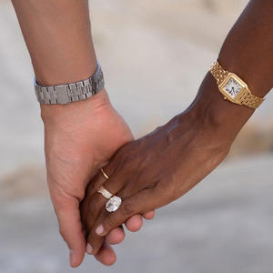 Bague pour femme en laiton plaqué rhodium, avec diamant d'imitation artificiel de grande taille, taille ovale 'œuf de pigeon', style français simple, motif ciel étoilé, Shi Nuo - Product Image 2