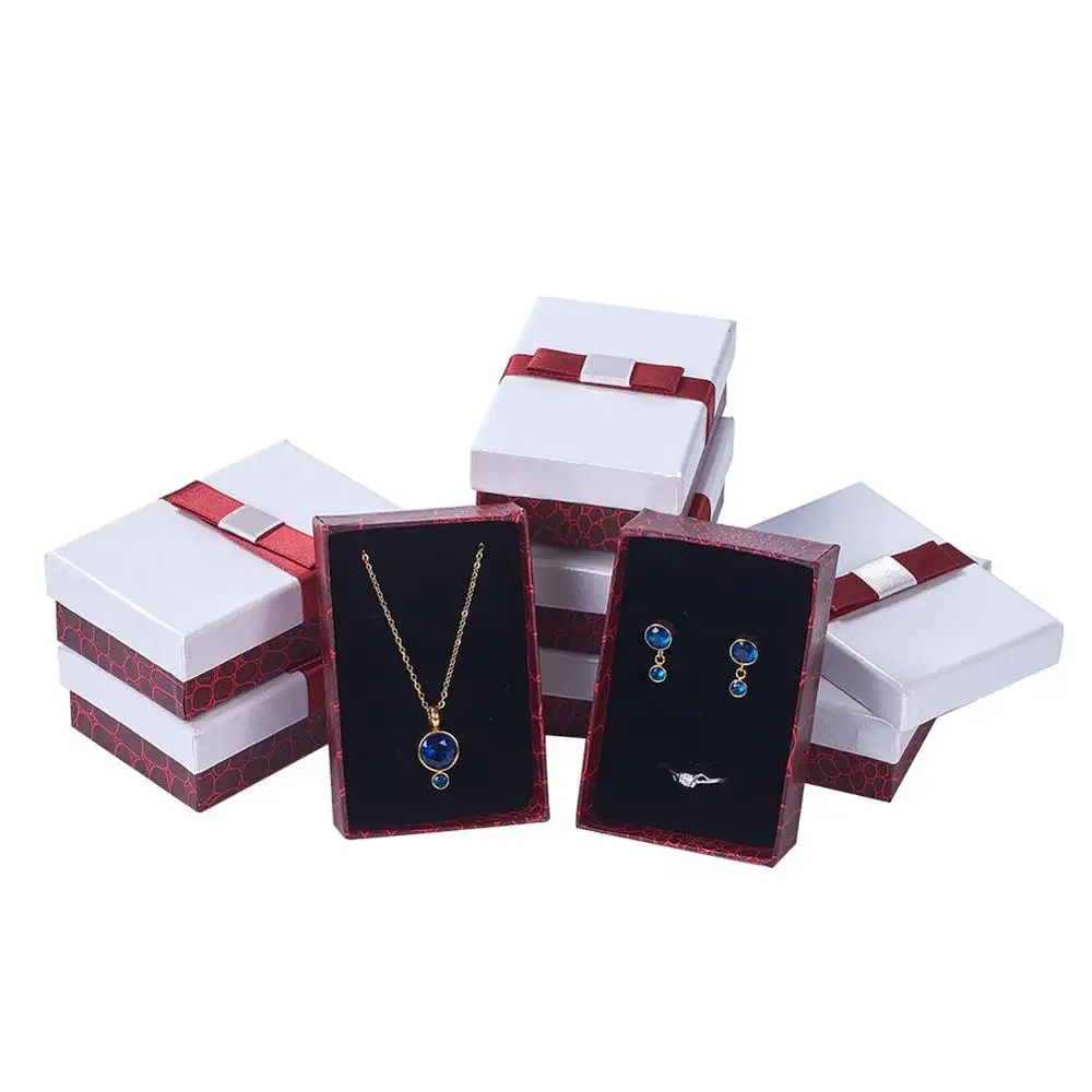 Luxe Gepersonaliseerde Sieraden Set Dozen Papier Kartonnen Juweel Ketting Ring Verpakking Boek Vorm Sieraden Doos