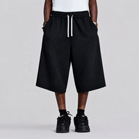 Pantalon de survêtement Capri ample personnalisé pour homme avec cordon de serrage, short 3/4 en molleton de coton 350 g/m²