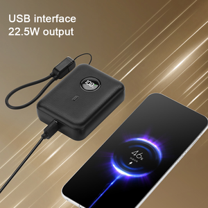 Новый дизайн 10000 мАч 22,5 Вт Быстрая Зарядка Power Bank портативный аккумулятор со встроенным кабелем 2 в 1 Power Bank и зарядное устройство - Product Image 5