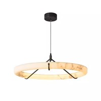 Lustre rond en cuivre de style français, luxe léger, imitation albâtre, haut de gamme, pour salon, salle à manger, bar, comptoir, hôtel