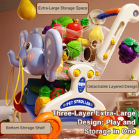 Chariot de courses à pousser pour enfants, jouet de découpe de fruits en plastique écologique, pour jeu d'imitation de supermarché