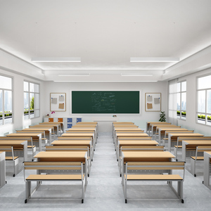 Meubles d'école en <span class=keywords><strong>bois</strong></span> en gros pour OEM, table d'étude à 2 places, ensemble bureau et chaise pour étudiants du collège et du lycée - Product Image 2