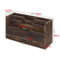 Tiroir de rangement en bambou au design moderne Boîte de rangement en bois Porte-courrier pour bureau Télécommande flexible