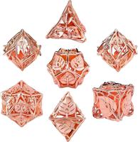 Faible MOQ, Lot de 7 dés polyédriques en métal multicolores à motif feuille, dés creux pour D&D, accessoires de jeu de société et de jeu de rôle