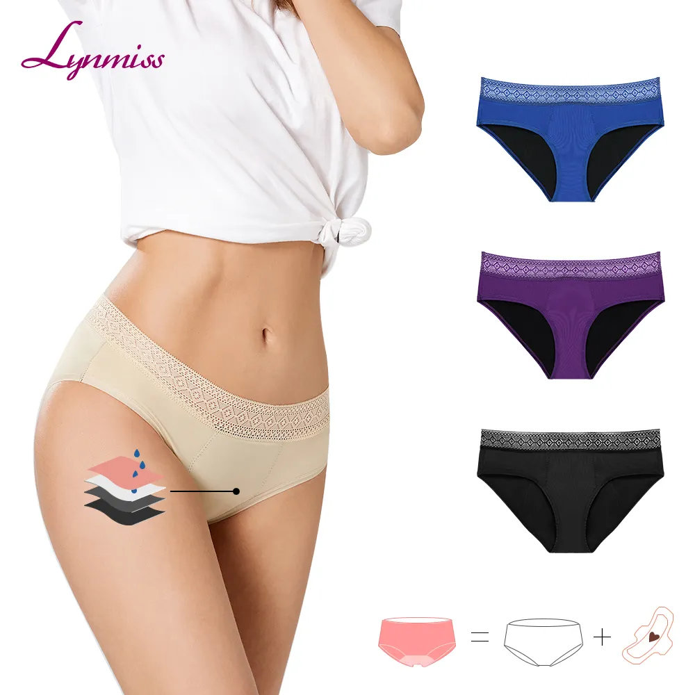 Lynmiss 4 Lagen Lekvrije Menstruatie Plus Size Ondergoed Voor Vrouwen Periode Slipje Eu/Us Size Culotte Menstruelle