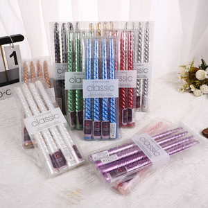 Boxed Electroplated Thread <b>Taper</b> <b>Candles</b> Long Pole Romantic <b>Candles</b> For Wedding Restaurant Home Party Decor - Product Image 4