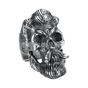 Retro Old Men's and Women's Titanium Steel <strong>Ring</strong> Stainless Steel High <strong>Profile</strong> Retro Beard Old Man <strong>Ring</strong> - Product Image 1
