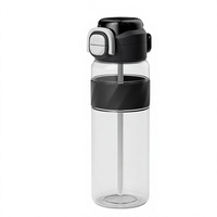 Bouteille d'eau Tritan grande capacité avec paille et poignée, gourde de sport anti-fuite pour la gym et les voyages, tasse à boire sans BPA