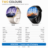 Montre connectée M100 4G, écran AMOLED 2,4 pouces 480x480 Full View, caméra 5MP, 3 Go de RAM, 32 Go de stockage, batterie 1350 mAh, Android, GPS, NFC, OEM, stock disponible en usine