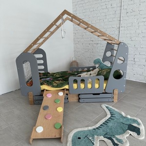 Монтессори кровать для малышей Крытый Тренажерный зал игровой домик джунгли тренажерный зал особенность деревянный для детей для спальни ванная комната уличная школа использование - Product Image 5