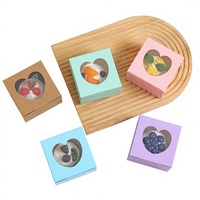 Cajas de Papel Kraft Cuadradas Desechables Personalizadas con Ventana Transparente para Empacar Pasteles, Macarons, Tartas de Huevo y Productos de Panadería
