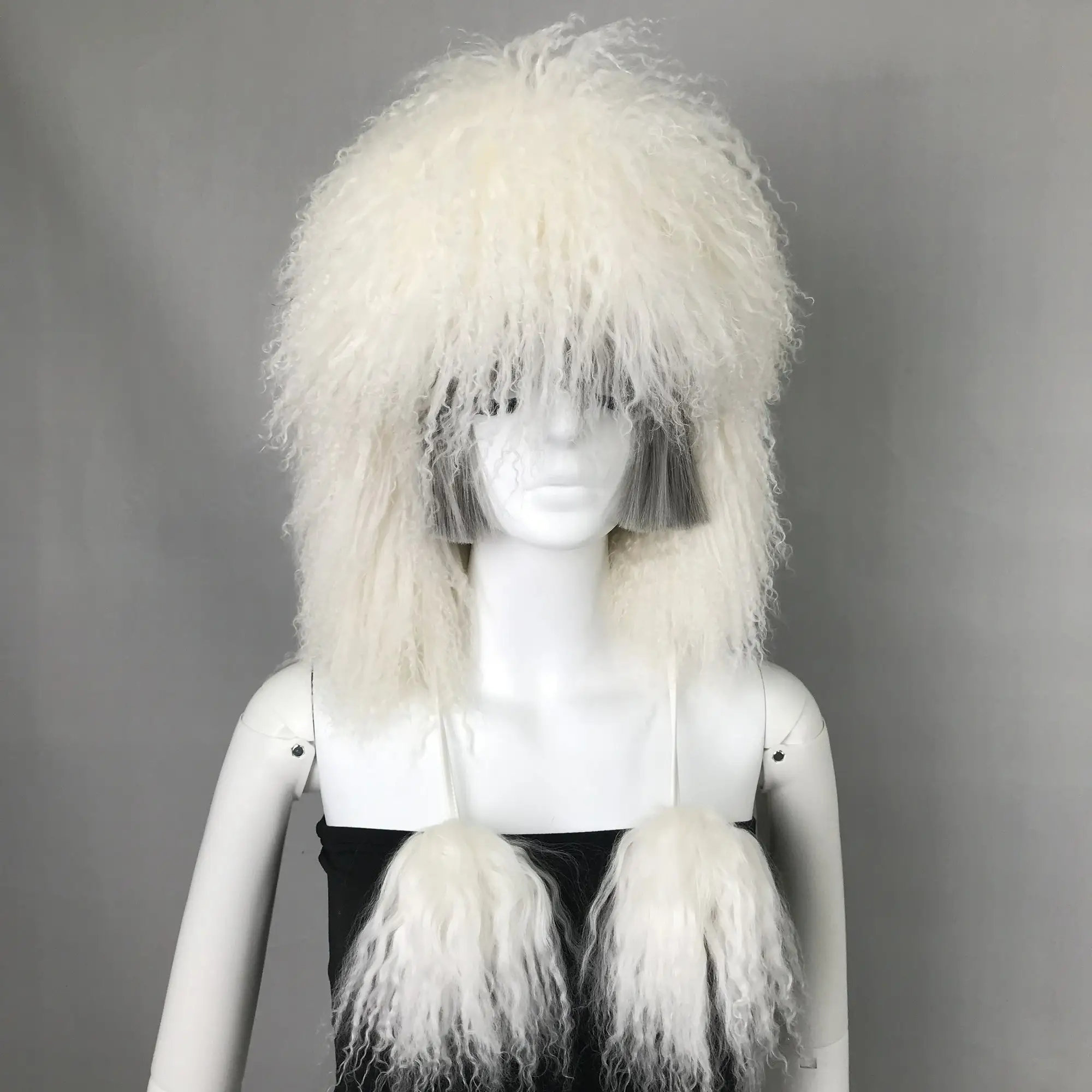 Özel yeni marka moda sıcak şapka kap moğol kuzu kürk trapper şapkalar kış yeni stil kabarık kürk TRAPPER şapka bayanlar için