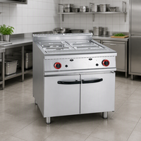 Cuisinière à gaz commerciale avec brûleurs, plaque de cuisson, four, en acier inoxydable, équipement de cuisson multifonction pour restaurant et cuisine
