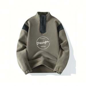 Sudadera OEM personalizada de forro polar deportivo con bloques de color y patchwork, para hombre, con media cremallera, cuello redondo, estampado 3D, 100% algodón, corte regular, primavera - Product Image 6