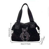 Sac fourre-tout en nylon exclusif avec motif petit ours, bijoux de mode en diamant, grande capacité, luxe léger, élégant, strass