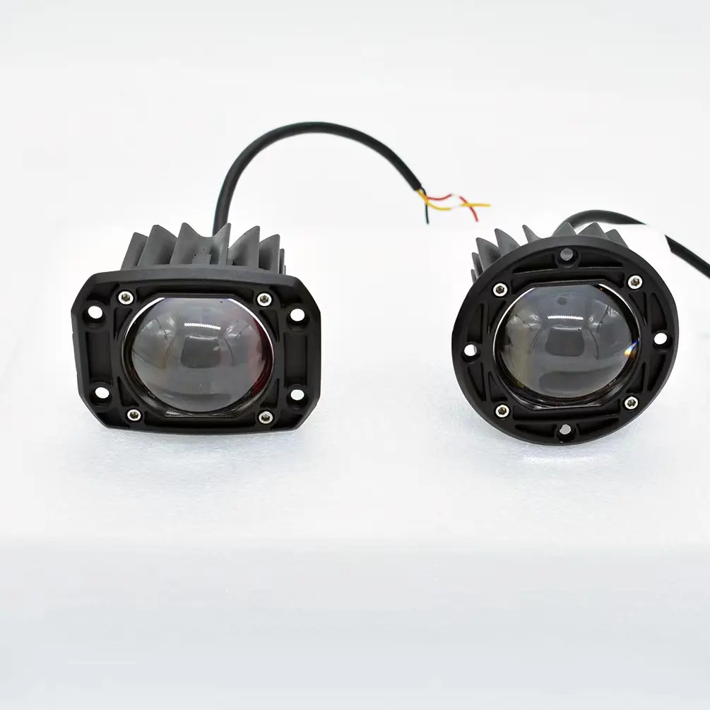 3 Inch Dubbele Kleur Led Mistlicht Voor Auto Mistlicht Met Drl Halo Angel Oog Offroad Mistlamp