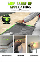 Niveau laser vert Novark industriel 4D 16 lignes, auto-nivelant 360°, outil de mesure, batterie au lithium, ligne de 2 mm, garantie 3 ans