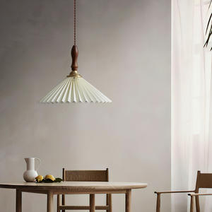 Lampe suspendue plissée à tête unique de style chinois, cadre en acier, style rétro japonais, hauteur réglable, lustres LED pour bar et comptoir - Product Image 1