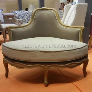 Stile francese provinciale divano a due posti divano, in legno massello intagliato a mano sedie schienale alto re trono della regina sedia, vintage a due posti divano - Product Image 1