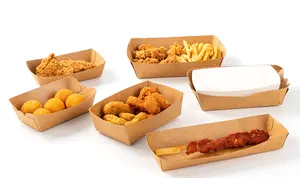 Wegwerp Lunchbox Kan Worden Aangepast Kraftpapier Gecoat Anti-Gefrituurde Kip Box Food Afhaalbox Picknick Box Kip Plaat