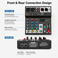 Mini console de mixage audio professionnelle USB en métal à 4 canaux avec effets intégrés pour la production musicale