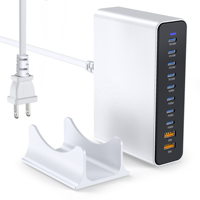 Chargeur rapide de bureau HNT ODM/OEM 800W GaN 10-en-1 avec 8 ports C + 2 ports A, station d'adaptation universelle pour iPhones avec prises US, EU, UK, AU, JP