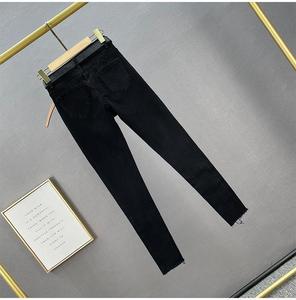 <span class=keywords><strong>Jean</strong></span> slim taille haute <span class=keywords><strong>noir</strong></span> pour <span class=keywords><strong>femme</strong></span>, coupe crayon, délavé clair, été, décontracté, uni, 100 % coton - Product Image 5