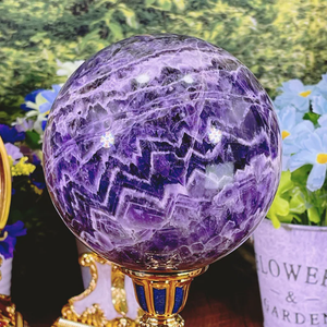 Commercio all'ingrosso regali artigianali naturale viola striscia sogno sfera ametista Meditaton minerale curativo cristallo lucido sfera per Fengshui - Product Image 4