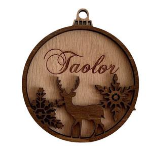 Artesanías de Navidad Decoración Árbol de Navidad Elk Colgante de doble capa Nombre de una pieza personalizado - Product Image 6