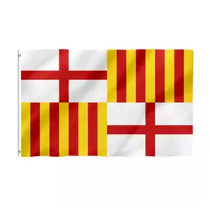 Bandeira espanhola 100% poliéster 3x5 pés barata e bandeira personalizada da cidade de Barcelona