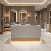 Table de manucure et comptoir de réception classique avec armoires de rangement, comptoir en marbre pour utilisation en salon de beauté, ensemble de meubles de salon